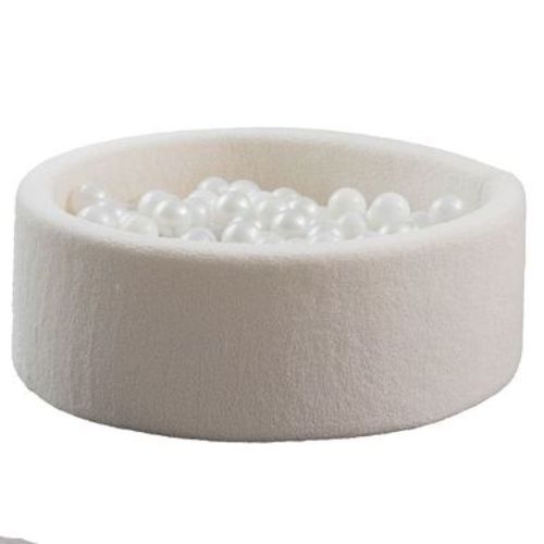 KIDKII Round Ball Pit Soft Teddy Indoor Play Toy for Toddlers, 200 Balls, Cream