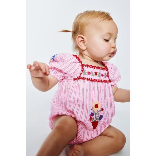 STRIPED AND EMBROIDERED ROMPER SISSEL EDELBO X ZARA KIDS - Pink | ZARA United States