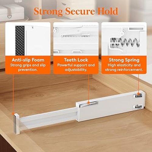 Lifewit 10 Pack Kitchen Drawer Dividers 2.36" High, 11"-17" Adjustable Drawer Organizer for Utensils/Clothes/Makeup, Plastic Expandable Separators in Dresser/Bedroom/Bathroom/Office Storage