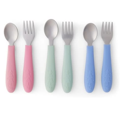 Babies/Toddler Stainless Steel Spoons + Forks with Silicone Handle
