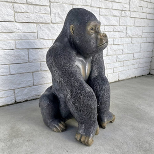 26.38" High Realistic Gorilla Figurine, 17.72" Wide Resin Silverback Gorilla Statue, Large Outdoor Garden Sculpture For Wildlife Decor & Themed Displays | Wayfair