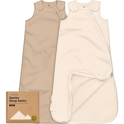 2-Pack Organic Baby Sleep Sacks, 100% Cotton - Soft & Breathable 0.5TOG Baby Wearable Blanket,Toddler Sleeping Sack 6-18 Months,Easy to Wear Transitional Swaddles for Newborns,Infants (Ecru, M)