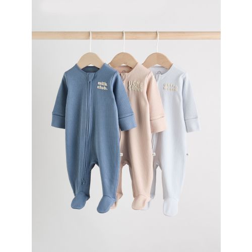 Blue Milk Club Baby Sleepsuits 3 Pack (0mths-2yrs)