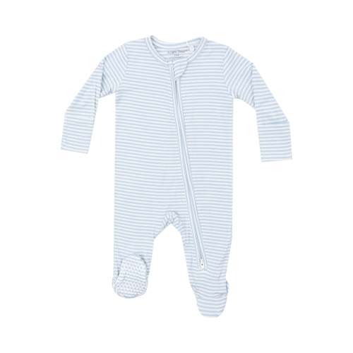 Angel Dear Zipper Footie - Blue Stripe, 0-3 months