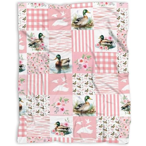 Mallard Duck Blanket, Wild Animal Duck Pattern Throw Soft Fuzzy Flannel Blanket for Bed Couch Sofa Home Decor 50"x40" for Child