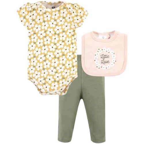 Hudson Baby Unisex Baby Cotton Bodysuit, Pant and Bib Set