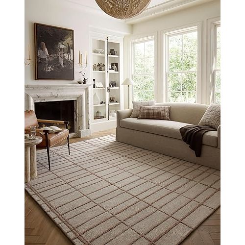 Loloi Chris Loves Julia Bradley Collection, Rose & Blush, 5'-0" x 7'-6" Area Rug – Classic Striped Area Rugs for Living Room, Bedroom, Entryway & Hallway, High Traffic Area Home Decor Rug