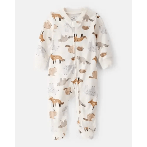 Baby Boy Fox Print 100% Cotton Long-Sleeve Sleep & Play Pajamas - Ivory | Carter's