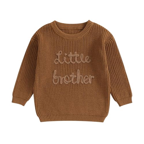 Toddler Baby Girl Boy Long Sleeve Knit Sweater Brothers Sisters Letter Embroidery Round Neck Pullover Fall Winter Tops