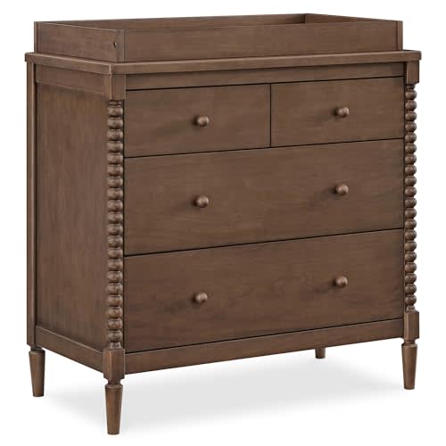 Delta Children Saint 4 Drawer Dresser with Changing Top and Interlocking Drawers, Teak Brown