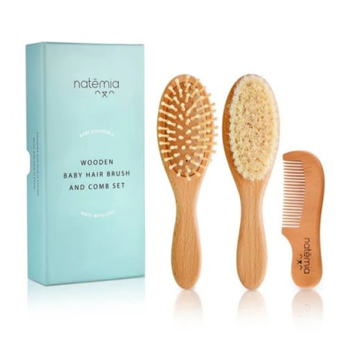 Natemia Wooden Hair Brush Set