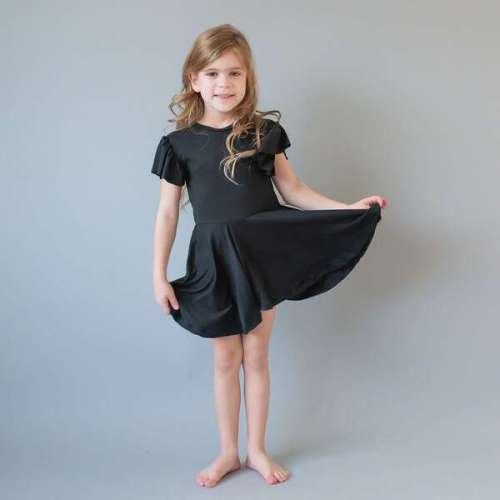 Cap Sleeve Twirl Dress, Black - Sweet Peas Co. | Maisonette