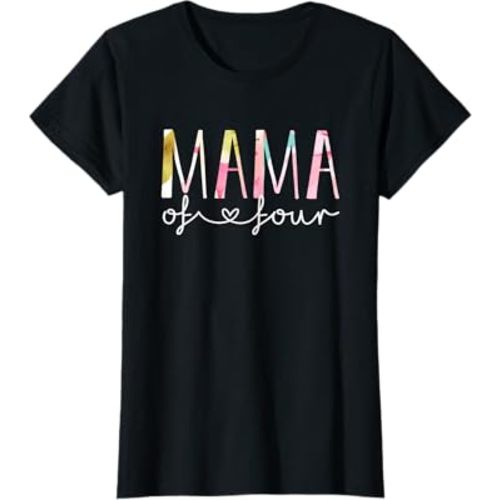 Mama of Four Cute Floral Design Mom of 4 Mother Of 4 T-Shirt