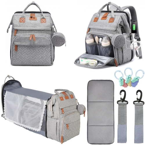 ORIAN Multifunctional Diaper Bag with Changing Station, USB Charger, Waterproof Unisex Baby Backpack - 3 Bonus Gifts