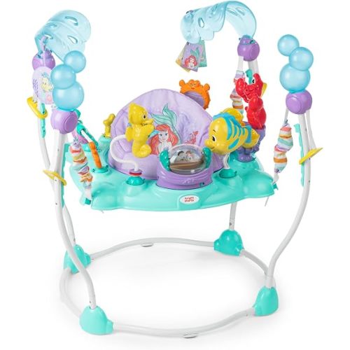 Bright Starts Disney The Little Mermaid Sea of Activities Baby Activity Jumper with Interactive Toys, Lights & Music with Disney Princess Ariel, 6-12 Months (Blue)