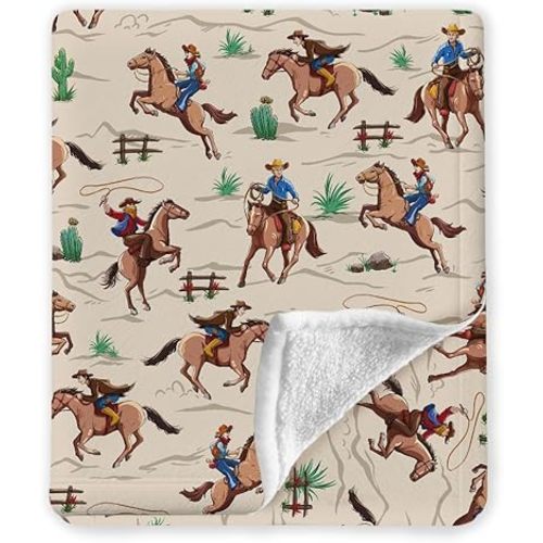 Western Baby Blanket, Western Decor for Nursery Room, Baby Blankets for Boys Girls, Cowboy Baby Blankets, Western Baby Stuff, Soft Warm Lightweight Nursery Bed Blanket for Newborn Toddlers