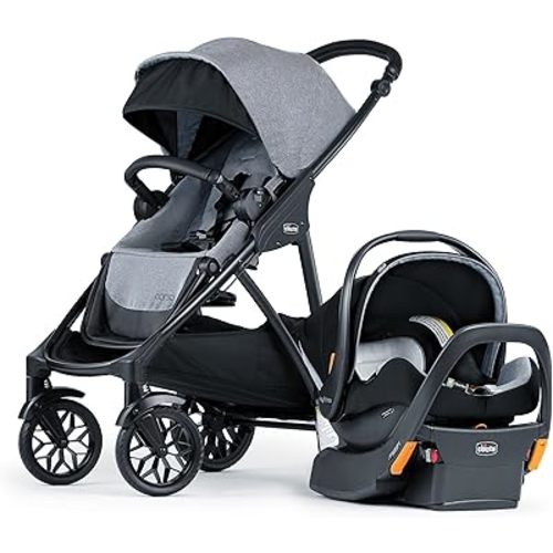 Chicco Corso LE ClearTex Modular Travel System with Corso LE Stroller & KeyFit Max ClearTex Infant Car Seat and Base, Stroller and Car Seat Combo | Canyon/Grey