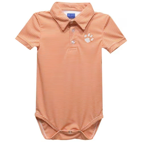 Clemson Tigers Vive La Fete Infant Polo Pencil Stripe Bodysuit - Orange