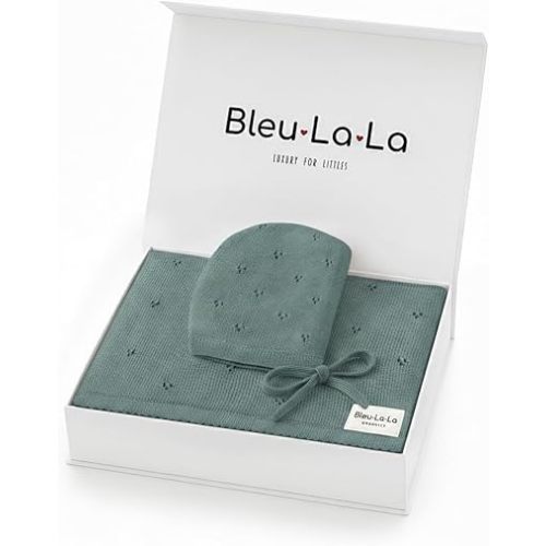 100% Luxury Organic Cotton Pointelle Knit Baby Blanket – Refined Lightweight Heirloom Nursery Essential (Pointelle - Forest Green)