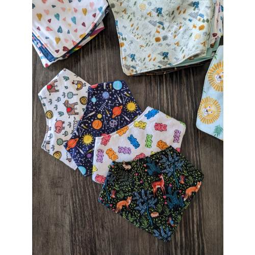 Baby Bandana Bib, Soft Absorbent Fabric, Metal Snap Closure