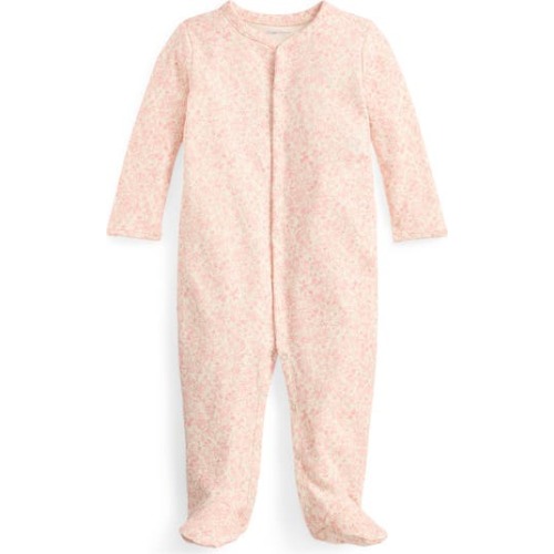 Strawberry Print Long Sleeve Cotton Footie, 9M