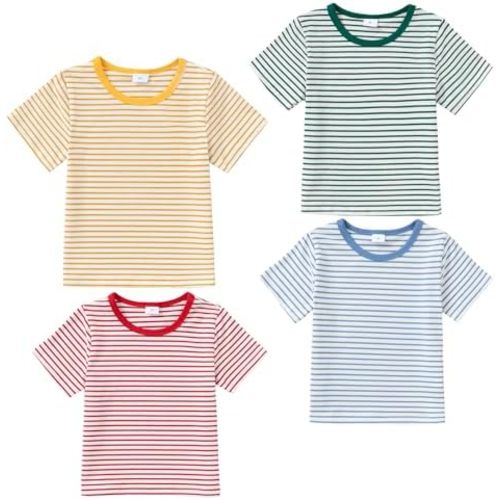 Jecson Toddler Boy Shirts Summer Short Sleeve T-Shirts Cotton Casual Graphic Crewneck Top Tees 4-Pack for 2-5 Years