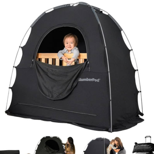 SlumberPod The Original Blackout Sleep Tent Travel Essential for Babies and Toddlers, Mini Crib and Pack N Play Cover, Sleep Pod for Kids with Monitor Pouch and Fan Pouch, Blocks 95%+ Light, Black : Amazon.co.uk: Baby Products