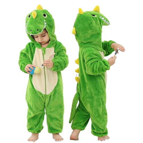 ATAIKU Baby Animal Dinosaur Onesie Flannel Hooded Romper for Infant Winter Playsuit Jumpsuit for Boys and Girls Toddler Overall Outfit