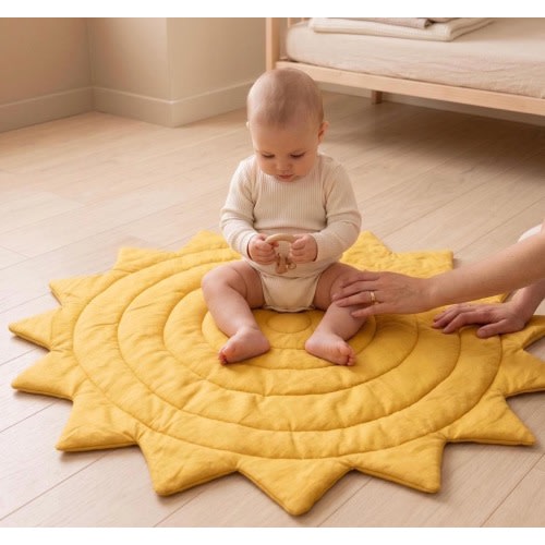 Sun Baby Play Mat | Linen Montessori Floor Mat