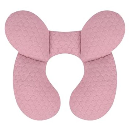 KAKIBLIN Baby Travel Pillow, Upgraded Baby Neck Pillows for Car Seat, Infant Neck Support Pillow for Head and Neck,Newborn Head Support for Car Seat, Stroller, Pushchair(Pink)