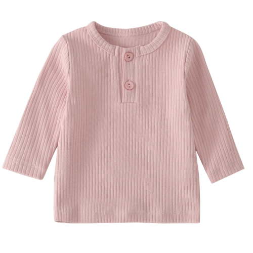 Erwazi Infant Baby Boys Girls Long Sleeve T Shirt Basic Ribbed Top Blouse Plain Solid Toddler Casual Clothes
