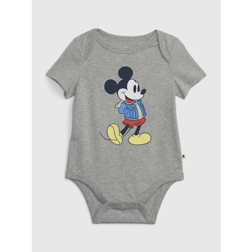 babyGap | Disney 100% Organic Cotton Mix and Match Mickey Mouse Bodysuit in light heather grey, size: 0-3 M