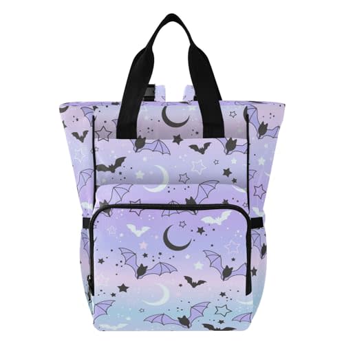 Diaper Bag Backpack Tote Multifunction Baby Nappy Changing Bags Bat Starry Sky Large with Stroller Straps Travel