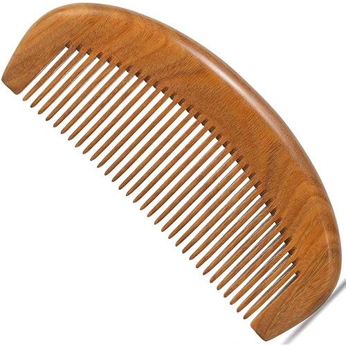 Wooden Beard Comb for Men, Fine Tooth Wooden Comb for Women - Green Sandalwood