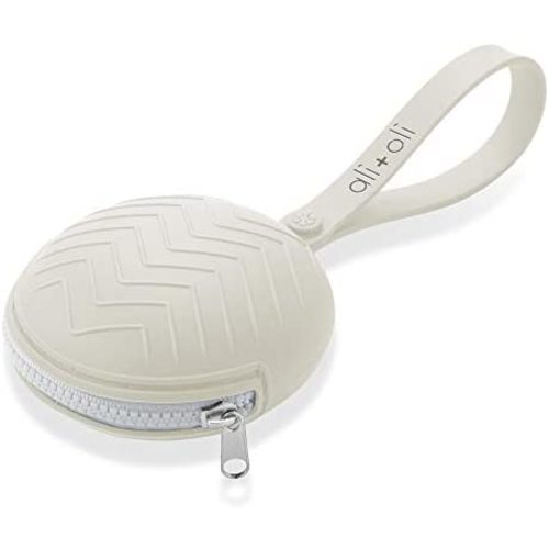 Ali+Oli Silicone Pacifier Holder Case (Lunar Rock) Diaper Bag or Purse Accessory Measures 3" in Diameter & Fits 2 Pacifiers