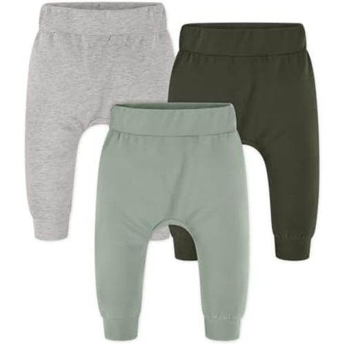 Yoofoss Baby Pants Organic Cotton Baby Boy Girl Sweatpants, 3 Pack Pull On Infant Toddler Jogger for 0-18 Months