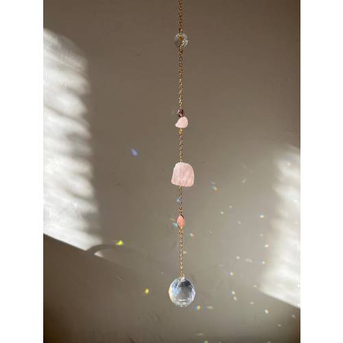 Rosie suncatcher for window, prism, window decor, rose quartz sonnenfänger