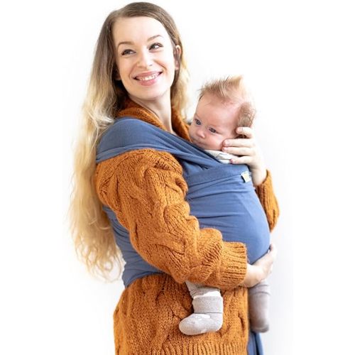 Boba Baby Wrap Carrier – Original Baby Sling Carrier for Newborns (7–35 lbs), Soft, Secure, Hands-Free & Ergonomic, Ideal for Comfortable Bonding, New Parents (Vintage Blue)