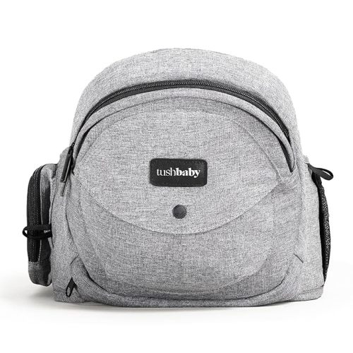Tushbaby Original Hip Seat Baby Carrier for Babies & Toddlers up to 45 lbs, Safety Certified, Lightweight No-Foam Design with Storage, Grey
