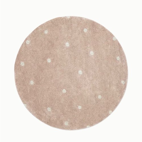 WASHABLE ROUND RUG DOT ROSE