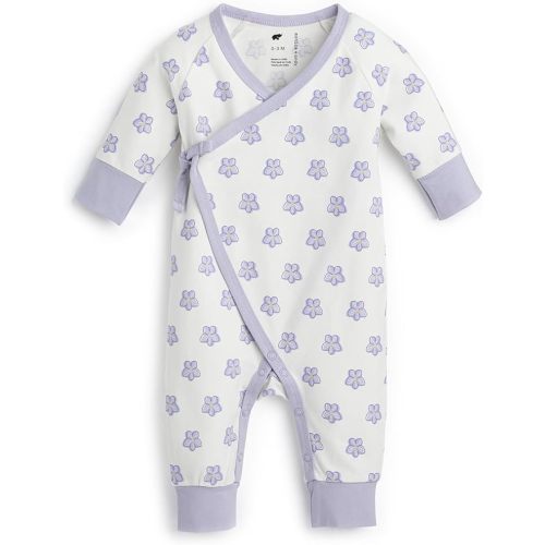 monica + andy Kimono Tie Long Sleeve One Piece, 100% Organic Baby Clothes for Girls & Boys, Preemie, Newborn & Infant