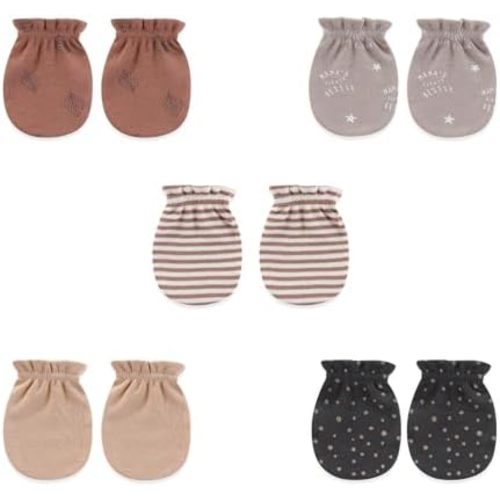falianni 5 Pairs Baby Not Scratch Mittens 0-6 Months New Born Boy Girl Gloves Cute Infant Accessories