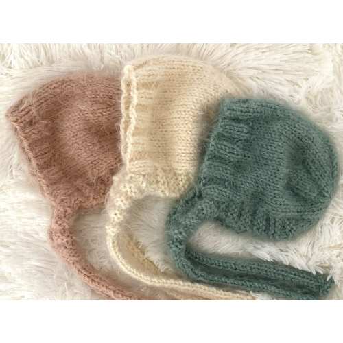 Minky Knit Baby Bonnet: Warm Winter Hat with Ties