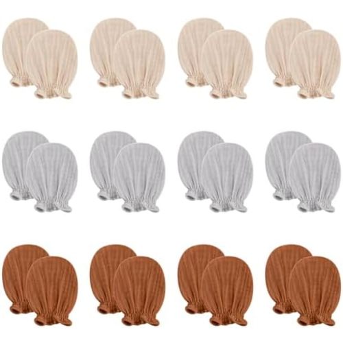 Pro Goleem Muslin Baby Mittens for Newborn, 100% Cotton No Scratch Soft Breathable Gloves for Boys and Girls 0-6 months