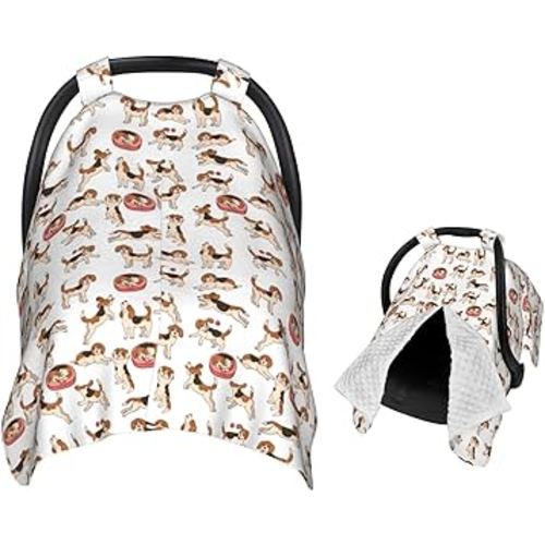 Cute Beagle Dog Baby Car Seat Canopy Nursing Cover for Newborn Car Seat Breastfeeding Covers Blanket Newborn Shower Gift