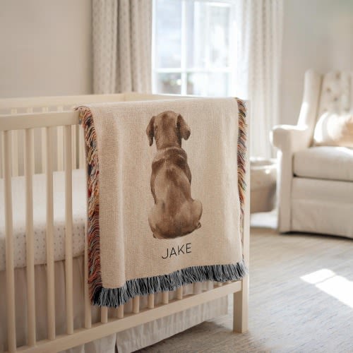Personalized Chocolate Labrador Retriever Dog Baby Blanket, Custom Name Puppy Breed Nursery Throw, Baby Shower Gift, Lab Lover Kids Room