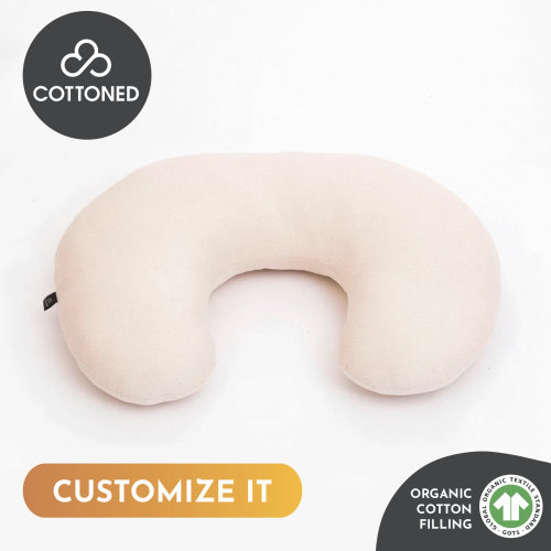 Custom Organic Cotton Nursing Pillow with Organic Cotton Filling and Organic Washable Cover, GOTS Certified | Any Size on Request