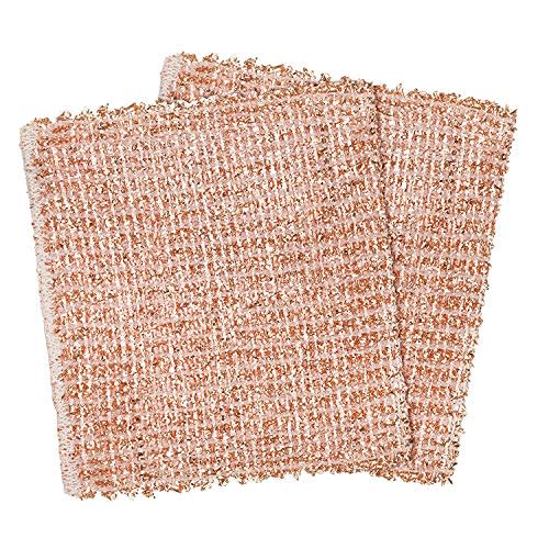 REDECKER Copper Scrubbing Cloth – 2-Ply Woven, Non-Scratch, Reusable & Eco-Friendly Cleaner for Pots, Pans, Sinks & Glass – Made in Germany (Set of 2)