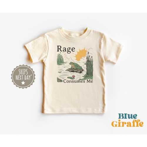 Rage Consumes Me Frog Kids Shirt - Funny Toddler Shirt - Funny Retro Toddler Tee - Natural Kids Shirt