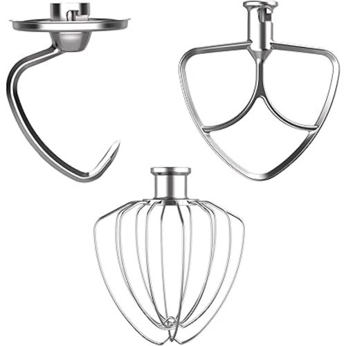 3 Pieces Baking Mixers Accessories for KitchenAid, Compatible with KitchenAid 4.5-5QT Tilt-Head Stand Mixers, K45WW & K45DH & K45B Replacement, All Stainless Steel, Dishwasher Safe